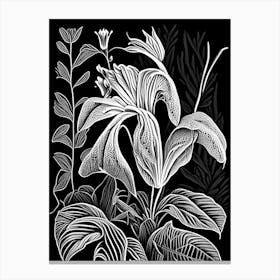 Wild Ginger Wildflower Linocut 1 Canvas Print