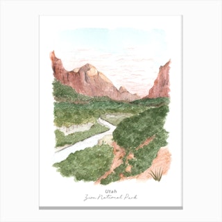 Utah Zion National Park Usa Travel Canvas Print