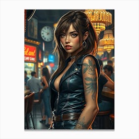 Tattooed Girl in The City Canvas Print