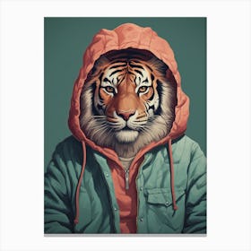 Tiger Illustrations Wearing A Hoodie 2 Canvas Print