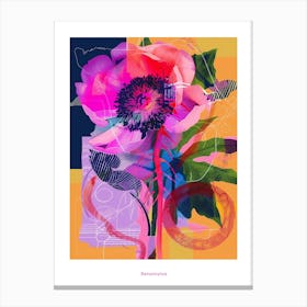 Ranunculus 3 Neon Flower Collage Poster Canvas Print