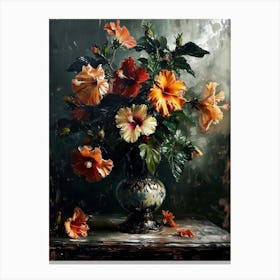 Baroque Floral Still Life Hibiscus 3 Canvas Print