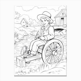 Line Art Inspired By The Hay Wain 4 Canvas Print