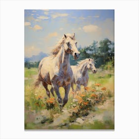 Horses Painting In Transylvania, Romania 3 Canvas Print