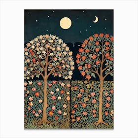 William Morris Moonlight Trees Canvas Print