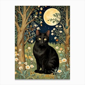 William Morris Black Cat In The Woods 2 Canvas Print