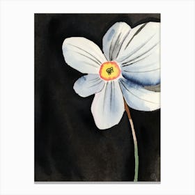 Big White Flower - vertical floral black white yellow Canvas Print