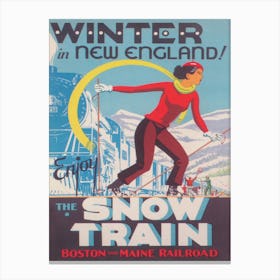 Snow Train New England Vintage Ski Poster Canvas Print