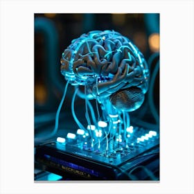 Cybernetic Brain Circuit Infused With Futuristic Design Bioluminescent Neural Pathways Intertwine (7) Canvas Print