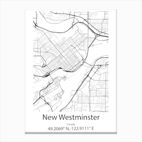 New Westminster,Canada Minimalist Map Canvas Print