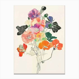 Geranium 2 Collage Flower Bouquet Canvas Print