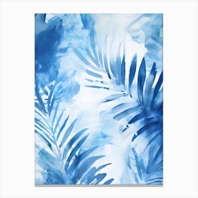 Blue Palm Leaves Canvas Print