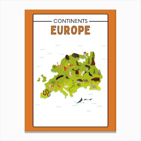 Continents Europe animals Canvas Print