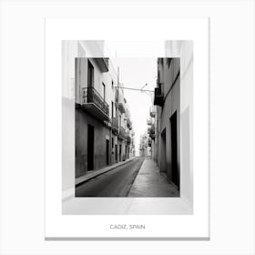 Poster Of Cadiz, Spain, Black And White Old Photo 1 Canvas Print
