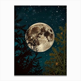 Full Moon In The Forest Style William Morris 1 Art Print Canvas Print