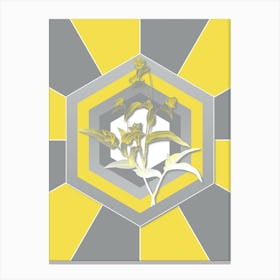 Vintage Blue Spiderwort Botanical Geometric Art in Yellow and Gray n.083 Canvas Print