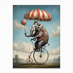 Elephant On A Penny Farthing Canvas Print