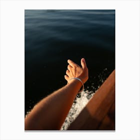 Hand Reaching Out Of Water Canvas Print