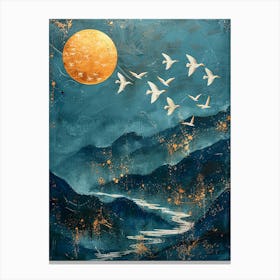 Moon And Birds 1 Canvas Print