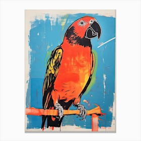 Parrot, Woodblock Animal  Drawing 3 Canvas Print