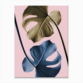 Monstera Leaves Bronze and Blue_2058454 Canvas Print
