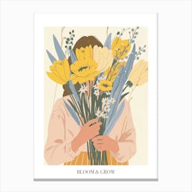 Bloom And Grow Spring Girl With Yellow Flowers 2 Canvas Print