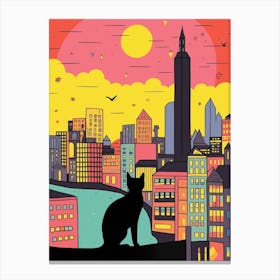 Frankfurt, Germany Skyline With A Cat 0 Canvas Print