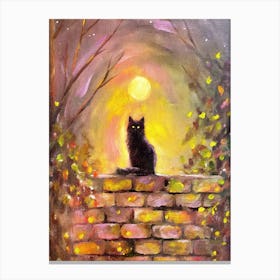 Cat In The Moonlight Canvas Print