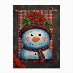 Snowman House Flag Canvas Print