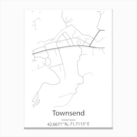 Townsend,United States Minimalist Map Stampe su tela