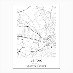 Salford,United Kingdom Minimalist Map Leinwandbild