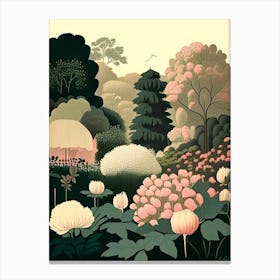 Parks And Public Gardens With Peonies 2 Vintage Sketch Canvas Print