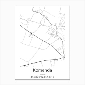 Komenda,Slovenia Minimalist Map Canvas Print