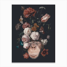 Monkey With Flowers Canvas Print