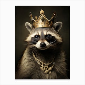 Vintage Portrait Of A Bahamian Raccoon Wearing A Crown 2 Canvas Print