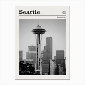Seattle Space Needle Black And White Canvas Print