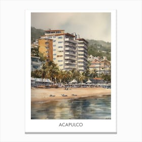 Acapulco Watercolor 3 Travel Poster Canvas Print
