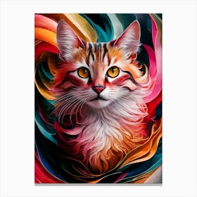 Abstract Cat Painting Canvas Print