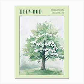 Dogwood Tree Atmospheric Watercolour Painting 4 Poster Canvas Print