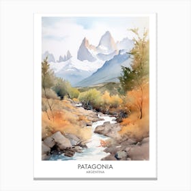 Patagonia Argentina Watercolour Travel Poster 1 Canvas Print