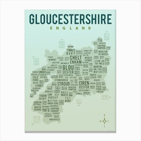 Gloucestershire Towns Villages Text Map 1 Canvas Print