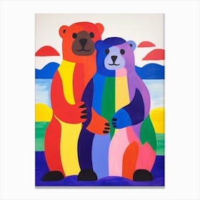 Colourful Kids Animal Art Sea Otter 1 Canvas Print