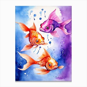 Twin Goldfish Watercolor Painting (87) Canvas Print