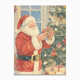 Santa Claus With Gift Boxes Canvas Print