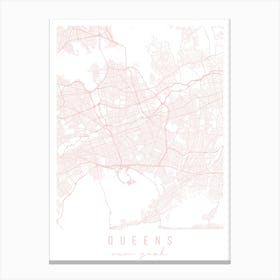Queens New York Light Pink Minimal Street Map Canvas Print