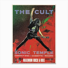 The Cult Sonic Temple Compact Disc Cassette Record Maximum Rock & Roll Poster Canvas Print