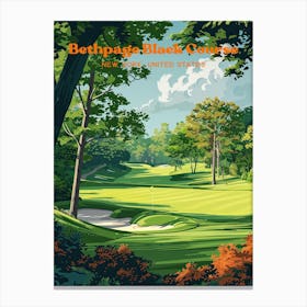 Bethpage Black Course New York Golfer Travel Illustration Canvas Print