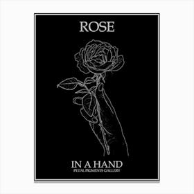 Rose In A Hand Line Drawing 3 Poster Inverted Canvas Print