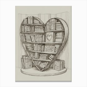 Heart Shaped Bookshelf Canvas Print