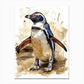 Humboldt Penguin Half Moon Island Watercolour Painting 3 Canvas Print